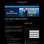 Win 1 of 5 Meet-and-Greets with Lionel Richie in Sydney for 2 Worth $4,400 from American Express [Primary Cardholders]
