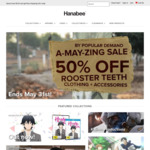 Up to 50% off Rooster Teeth Merchandise & 30% off All Anime at The Hanabee Store