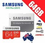 2x Samsung EVO Plus 64GB Memory Card + Adapter $19.95, 2x Lexar 64GB $15.96 Delivered (eBay Plus) @ Shopping Square eBay