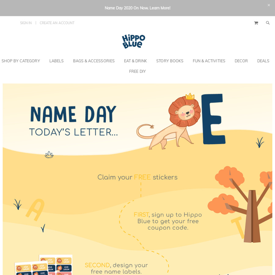 Hippo blue free labels