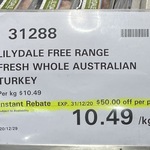 [NSW] $50 off Any Fresh Lilydale Free Range Whole Australian Turkey @ Costco, Auburn (Membership Required)