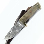 Handmade Knife Damascus Steel Full Tang Fixed Blade Camel Bone Handle with Genuine Leather Sheath $55 Delivered @ PEPNIMBLE