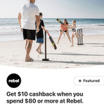 Get $10 Back When You Spend $80 or More at Rebel Sport @ Commbank Rewards (Activate in App Required)
