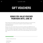 [VIC, NSW] 20% Bonus Value Voucher When Purchasing a LUCAS Restaurant Group Voucher over $100 @ LUCAS Online