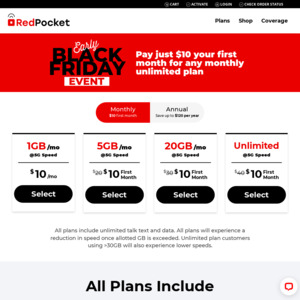 Any USA eSIM Plan US$10 for the First Month + US$1 Fee + State Tax (US Address Required, ~A$17) @ Red Pocket Mobile