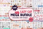 Lazy Cat Mega Bundle (280 Clipart) Free @ Creative Fabrica