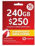 Vodafone $250 240GB 1-Year Prepaid Starter Pack for $125 (625 Flybuys OnePass) + Delivery ($0 Metro/C&C/in-Store) @ Officeworks
