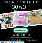 30% off Storewide (Cookie Cutters, Embossers and Debossers) + $9.95 Delivery ($0 with $65 Order) @ Kreative Kookie Cutterz