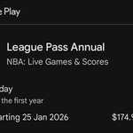 NBA League Pass Standard A$87.50 for 12 Months using Google Play Store @ NBA App