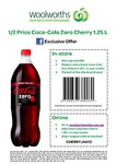 Half Price Coca-Cola Zero Cherry 1.25l with Coupon, Brings It to $1.39