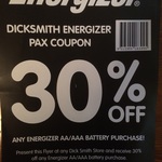 30% off Energizer AA/AAA Batteries @ DSE [In-Store]