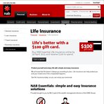 Buy NAB Essential Life Insurance Online by 30 April 2015 and Receive $100 Gift Card