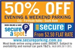 50% off Parking on The Weekend and Evening Parking in Brisbane, South Bank and Fortitude Valley QLD via Secure Parking