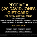 $20 David Jones Gift Card for Every $100 You Spend (Today Only)