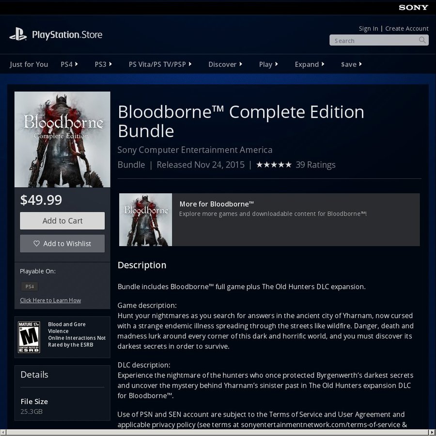 Bloodborne Complete Edition Bundle For US 44 99 AU 62 On US PSN   221532x 