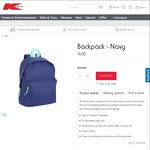 15 Litre Backpacks $4 - Navy or Red @ Kmart