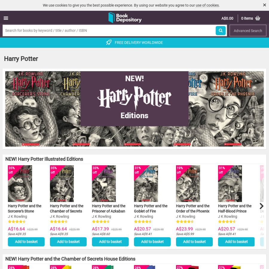40 to 60 off Harry Potter Books/Audiobooks/Box Sets Free Delivery
