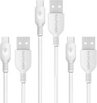 RAVPower Cables - USB-C 2 Pack $14, Micro USB 3 Pack $9.74, 5 Pack $11.24 Lightning 2 Pack $16 + Post (Free $49+/Prime) @ Amazon