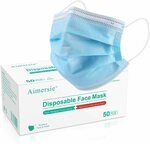 Aimersie 3 Ply Disposable Face Masks (1 Box - 50 Pack) $6 + Delivery ($0 with Prime/ $39 Spend) @ Aimersie AU Amazon AU