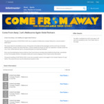 [VIC] Come from Away - $95pp (Midweek or Sun Evening) or $115pp (Fri/Sat/Sun Matinee) + $9.35 Fee @ Ticketmaster