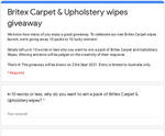 Win 1 of 10 Packs of Britex Carpet & Upholstery Wipes from Britex