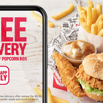 Free KFC Delivery (Save $8.95) with Zinger Burger & Popcorn Chicken Box for $14.95 Delivered @ KFC via App