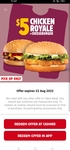 Chicken Royale & Cheeseburger $5 @ Hungry Jack's via App (Pick up Only)