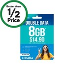 Lebara 30-Day Prepaid Mobile SIM 8GB $4 @ Woolworths