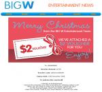 $2 off orders at Big W Entertainment online