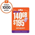 amaysim $195 140GB 1-Year Starter Kit for $149 in-Store + 1000 Bonus Everyday Rewards Points @ Woolworths