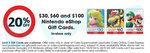 20% off Nintendo $30, $60, $100 eShop Cards @ Coles (In-Store Only)