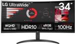 LG 34WR50QK-B 34" WQHD Curved Monitor VA 3440x1440p 100Hz $349 ($328.06 with Coupon Expired) Delivered @ LG IT eStore eBay