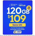 Catch Connect 365-Day Prepaid Mobile Plan 120GB $99 Delivered (Was $150) @ Catch (New Services)