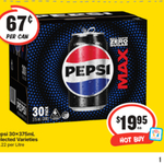 [NSW, VIC, QLD, WA] Pepsi Max 30 x 375ml Cans $19.95 (Selected Stores Only) @ IGA