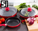  5-Piece Quality Ceramic Cookware Set: $39.95 + P & H 3 Sauté Pans & 2 Lids | Non-Stick Coating 