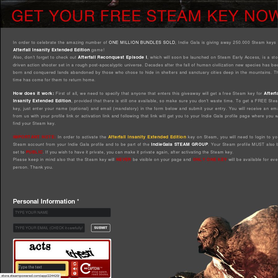 afterfall insanity steam key