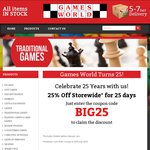 25% off Store-Wide at Games World