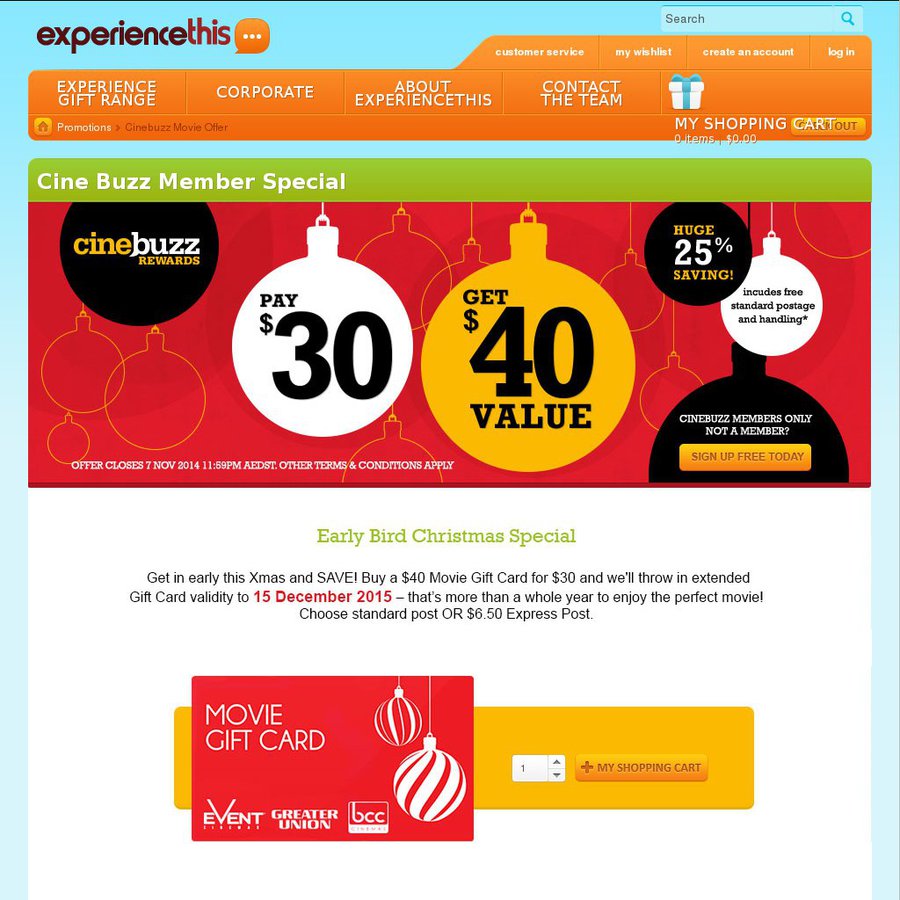 Event Cinemas Gift Card $40 Value for $30 - 25% Discount ...