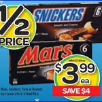 1/2 Price 6 Pack Mars/Snickers/Bounty/Twix Ice Creams $3.99 at Woolies ($0.66 Each)