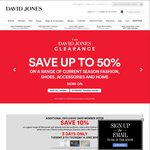 David Jones Clearance: 30-50% off Fashion, Shoes, Accessories & Home, 10-30% off Electrical, 20% off Full Priced LEGO