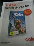 COLES Disney Pixar's Up DVD - Only $9 when you spend $100+ in 1 transaction - starts 13/1/10