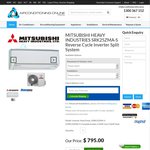 Mitsubishi 2.5kw Split System A/C SRK25ZMA-S $795 @ A/C Online ($715 PM @ Bunnings)