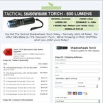 Shadowhawk Military Grade 800lm* Torch - 5 for $229.40 Delivered ($45.88 Each) (Save 75%)