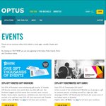 20% off Ticketmaster or Ticketek eGift Cards ($50 for $40, $100 for $80) - Optus Perks