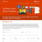 Microsoft Office 365 $25 Cashback