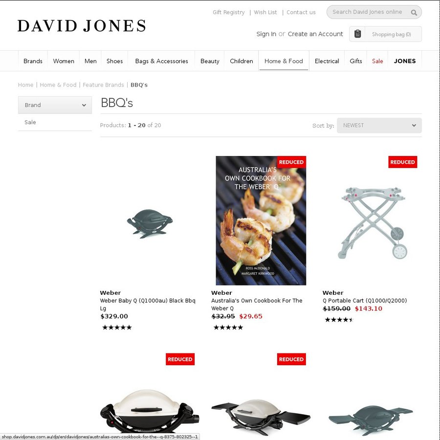 David jones outlet weber q