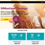 25% off BYO Optus Sim Plans Unlimited SMS & Calls 15GB $30/12 Months