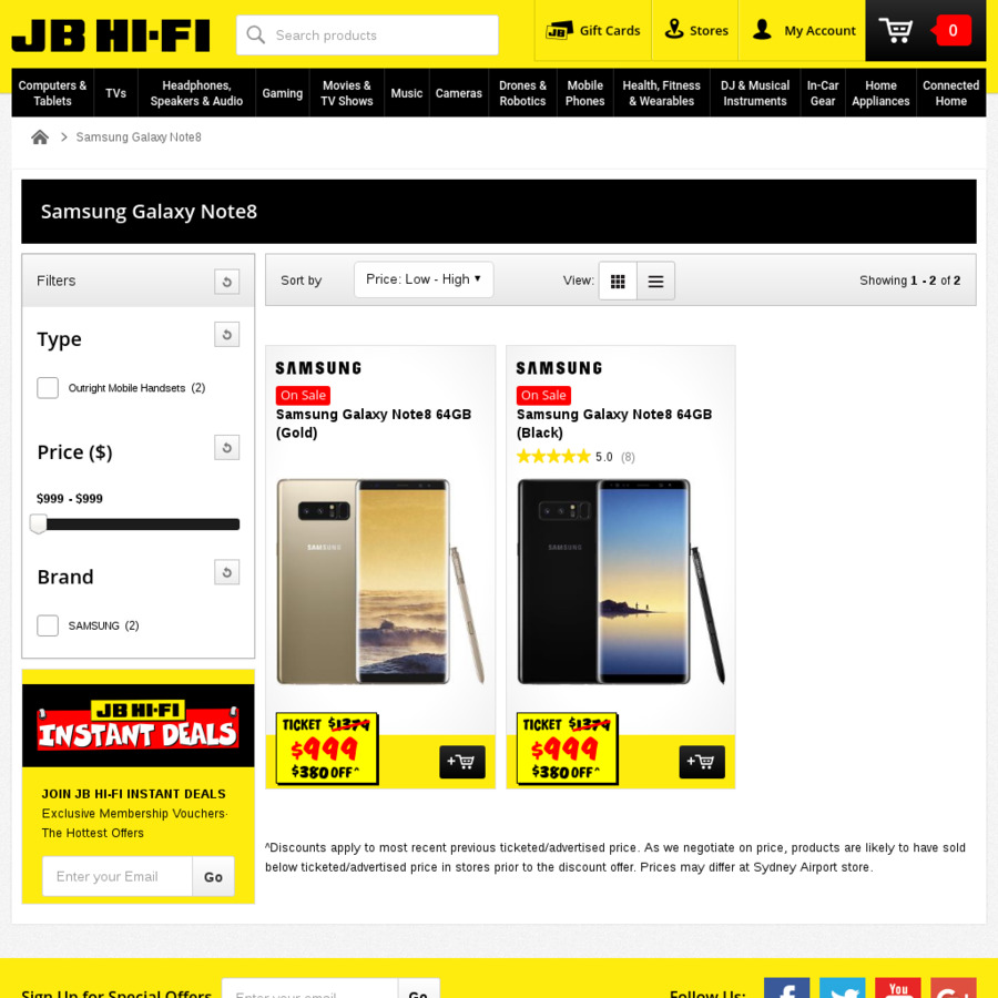 Samsung Galaxy Note 8 (64GB) - $999 @ JB Hi-Fi - OzBargain