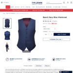 Wool Beech Navy Blue Waistcoat/Sloane Black Infinity Waistcoat (100% Super 120s Wool) $60 (Was $170) + Shipping @ T.M.Lewin