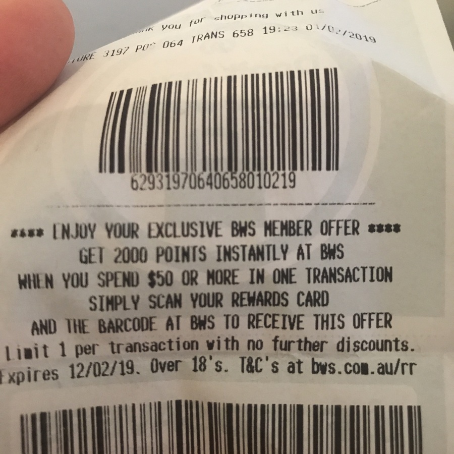 Receipt Rewards - Spend $50 and Get 2000 Points @ BWS (Coupon Required ...